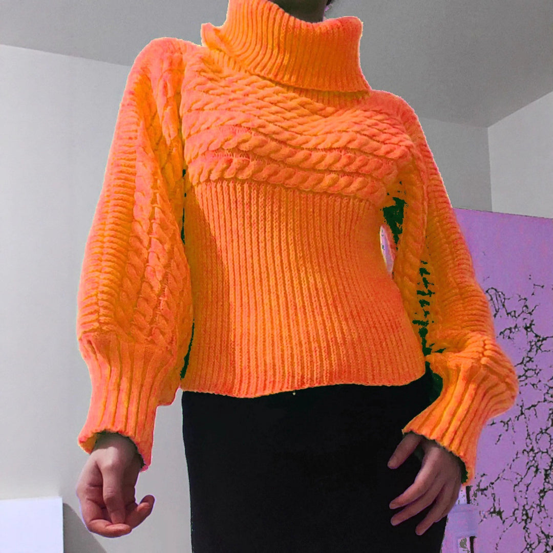 Damen Strickpullover mit Rollkragen und strukturiertem Design Drune