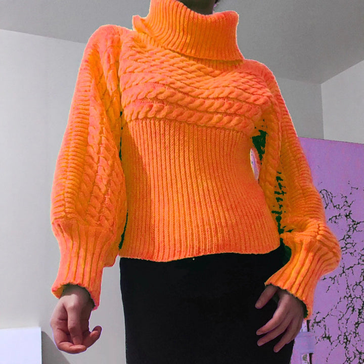Damen Strickpullover mit Rollkragen und strukturiertem Design Drune
