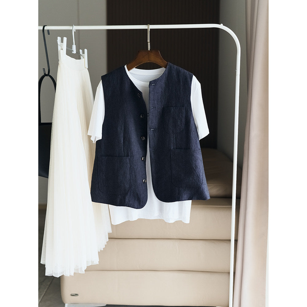 Damen Elegante Leinenweste Drune