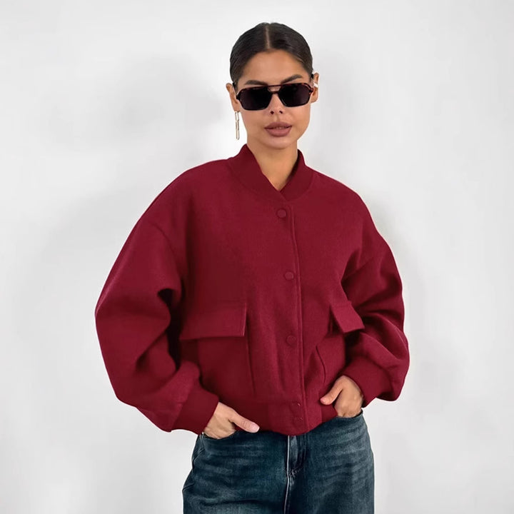 Damen Oversized Blazerjacke mit voluminösen Ärmeln und praktischen Taschen Drune