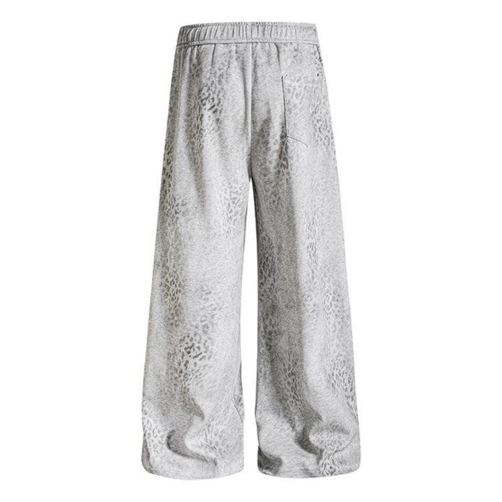 Damen Weite Palazzo-Joggpants mit Tunnelzugbund, Statement-Print und Vintage-Waschung Drune