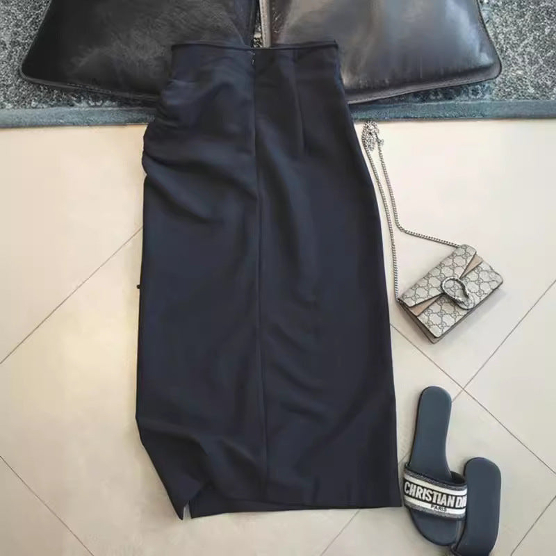 Damen Wickel-Midirock mit hohem Bund und Kordelzug Drune