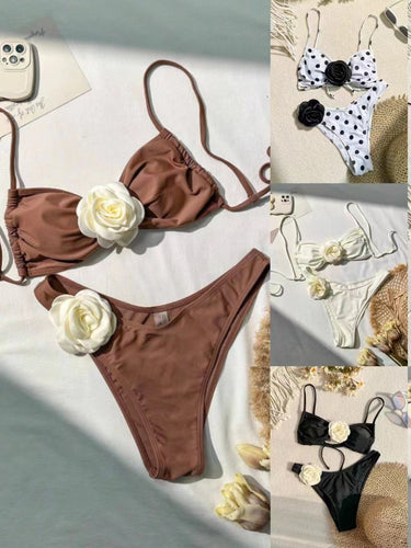Damen Bikini-Set mit verspieltem Blumendetail Drune