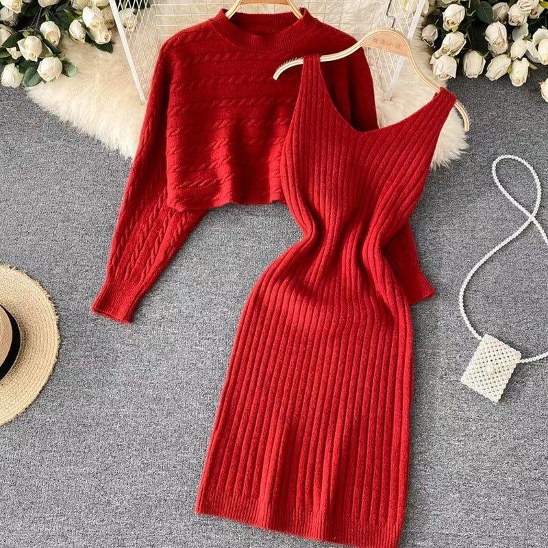 Damen Strickkleid- und Pullover-Set Drune