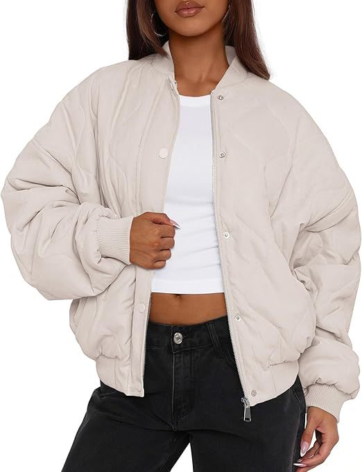 Damen Kurz geschnittene Stepp-Bomberjacke im Oversize-Look mit Raglanärmeln Drune