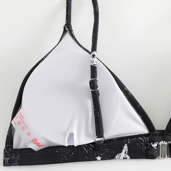 Damen Triangel-Bikini mit einzigartigem Sternenmotiv und verstellbaren Trägern Drune