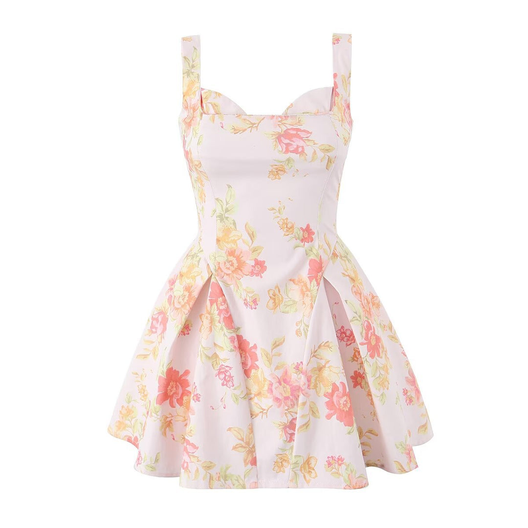 Damen Sommerliches Baumwollkleid mit floralen Akzenten Drune