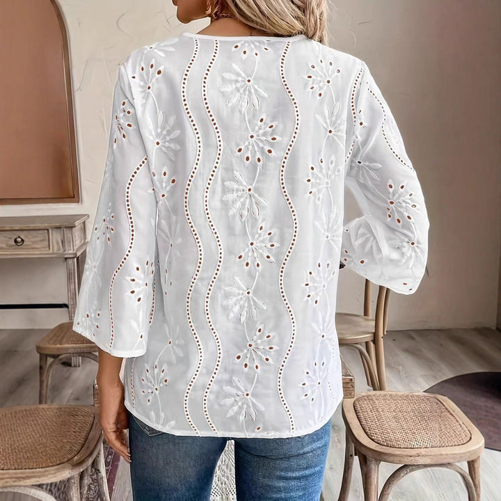 Damen Bluse mit besticktem Design und luftiger Passform Drune