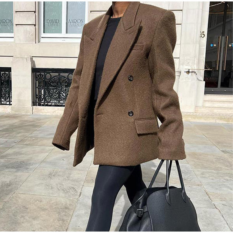 Damen Oversized Blazerjacke mit doppelter Knopfleiste und breitem Revers Drune