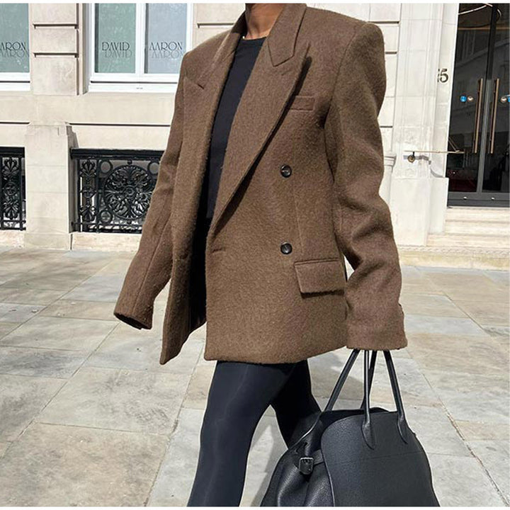 Damen Oversized Blazerjacke mit doppelter Knopfleiste und breitem Revers Drune