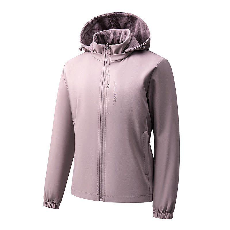 Damen Leichte wasserdichte Softshelljacke mit Kapuze und Brust-Reißverschlusstasche Drune