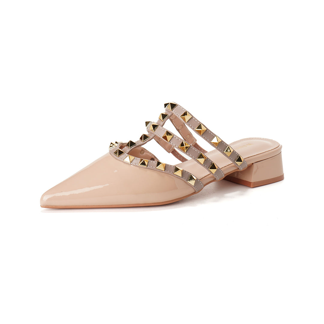 Damen elegante Slingback-Pantoletten mit strassverziertem Riemen und komfortablem Blockabsatz Drune