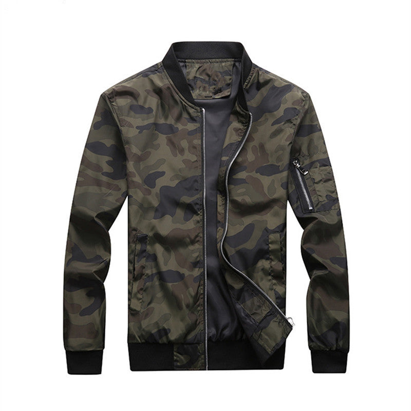 Herren Urbanes Camouflage‑Bomberblouson mit winddichter Nylon‑Schale und Ärmeltasche Drune