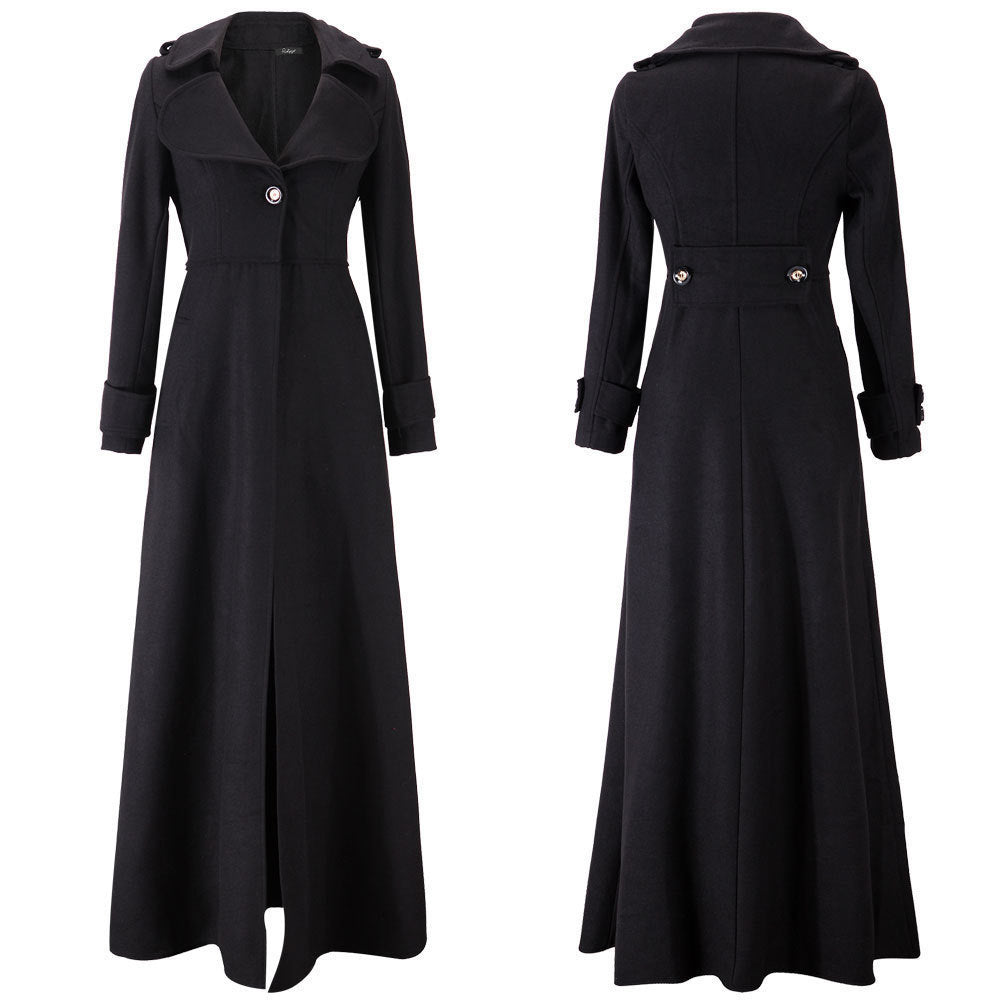 Damen Eleganter Langmantel mit klassischem Revers und modernen Akzenten Drune