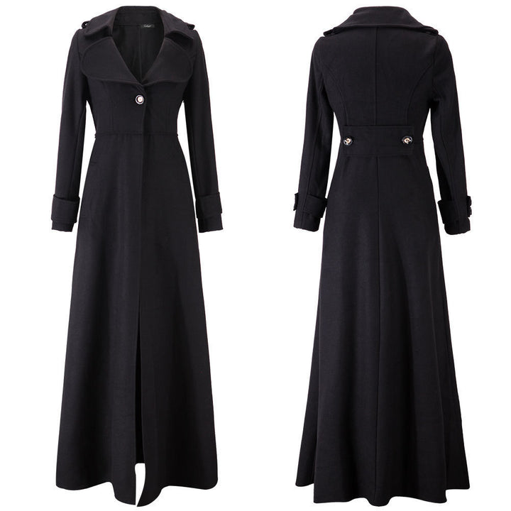 Damen Eleganter Langmantel mit klassischem Revers und modernen Akzenten Drune