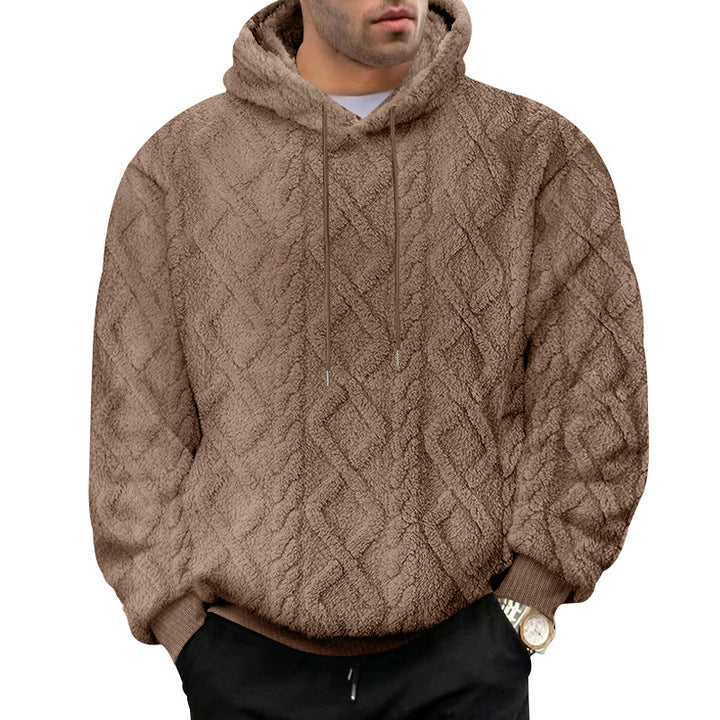 Herren nan strukturiertes Sherpa-Kapuzenpullover mit Diamant‑Steppung, Kordelzugkapuze und gerippten Bündchen Drune