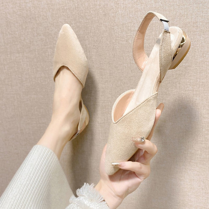 Damen Slingback-Pantoletten aus hochwertigem Wildleder mit feinem Absatz Drune