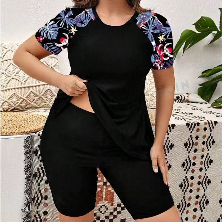 Damen Sportliches Kurzarm-Tops und Radlerhose Set Drune