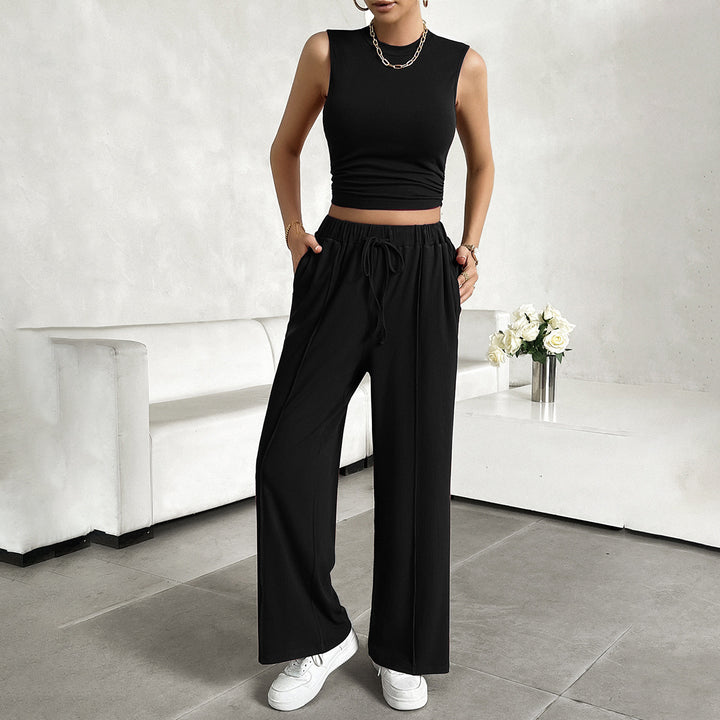 Damen Freizeit-Set mit tailliertem Top und weitem Hose Drune