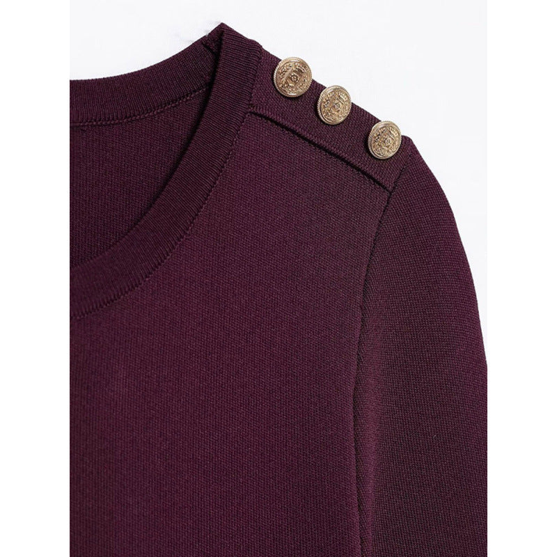 Damen Strickkleid mit dekorativen Knopfdetails und praktischen Taschen Drune
