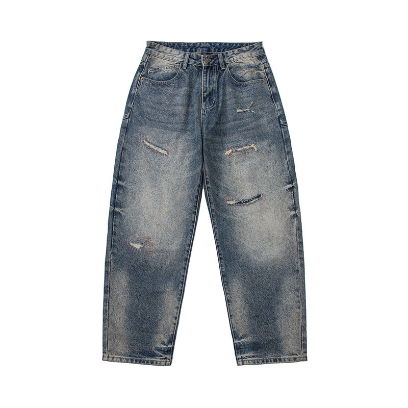Damen Locker geschnittene Vintage-Denim-Jeans mit ausgefransten Details und verkürztem Bein Drune