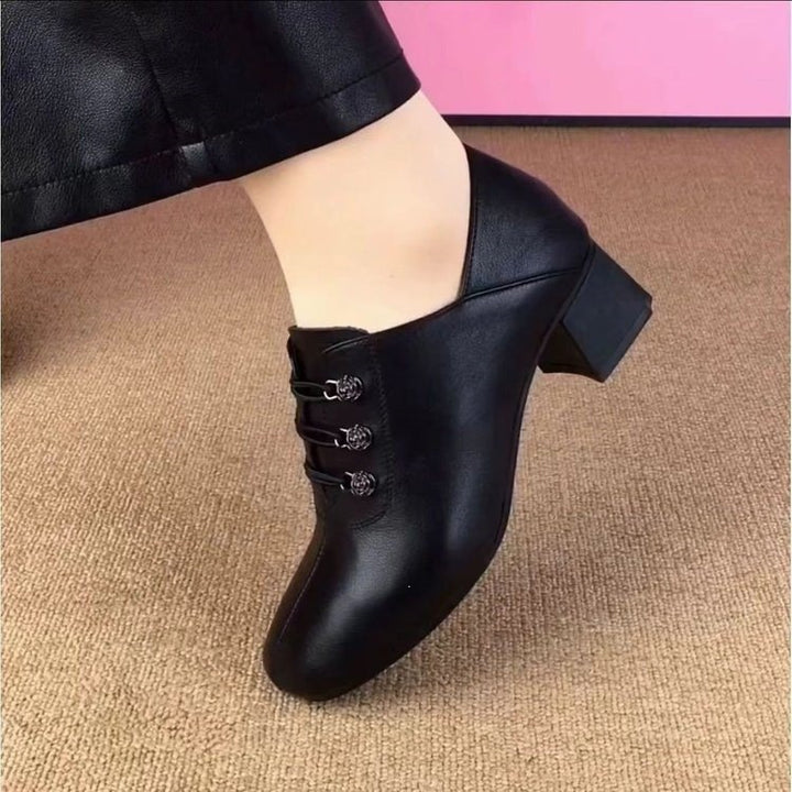 Damen Elegante Blockabsatz Stiefeletten Drune