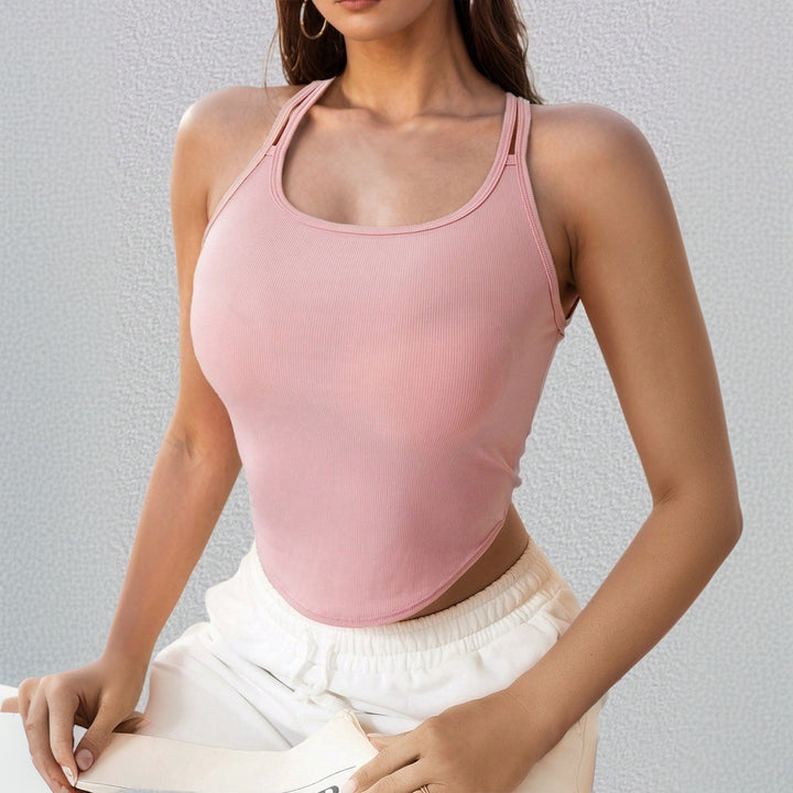Damen Sportliches Crop-Top mit schmalen Spaghetti-Trägern Drune