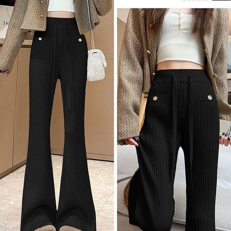 Damen Fließende Rippstrick-Hose Drune
