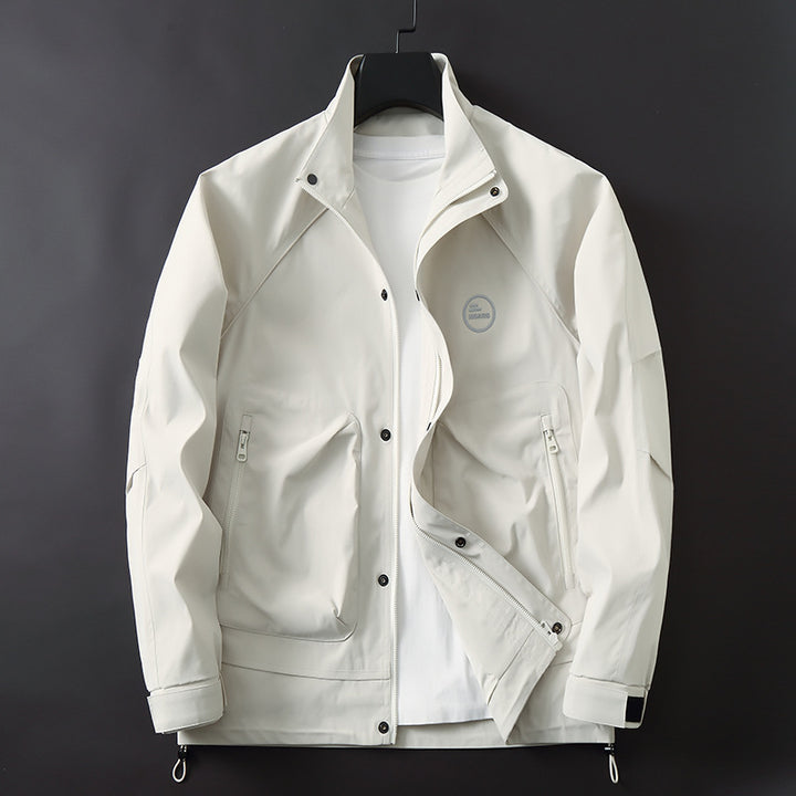 Herren Leichte technische Übergangsjacke mit Stehkragen, Reißverschluss und Multifunktionstaschen Drune