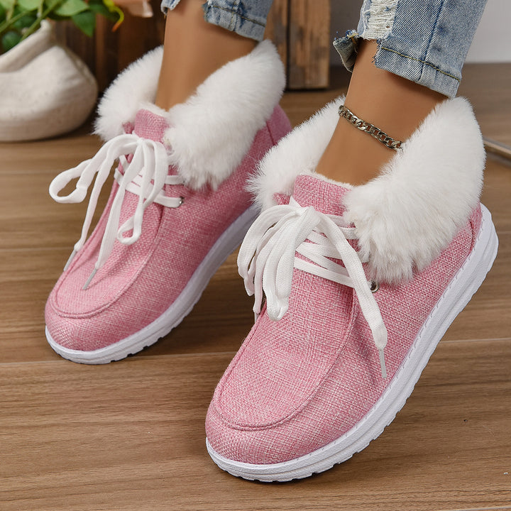 Damen Komfortable Sneaker mit Plüschkragen und rutschfester Sohle Drune