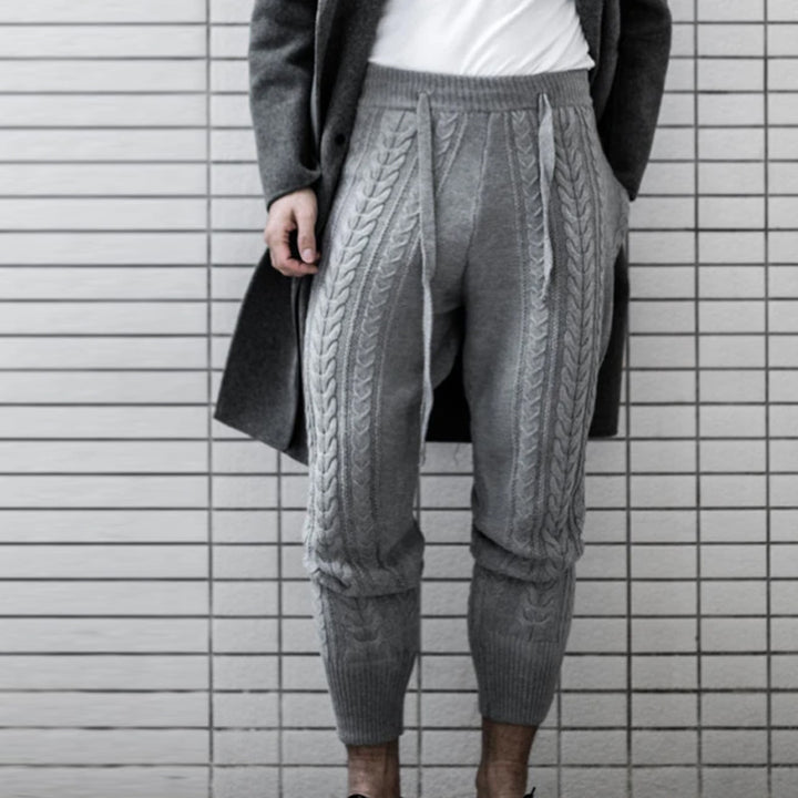 Damen Gestrickte Jogginghose mit Zopfmuster und hohem Bund Drune