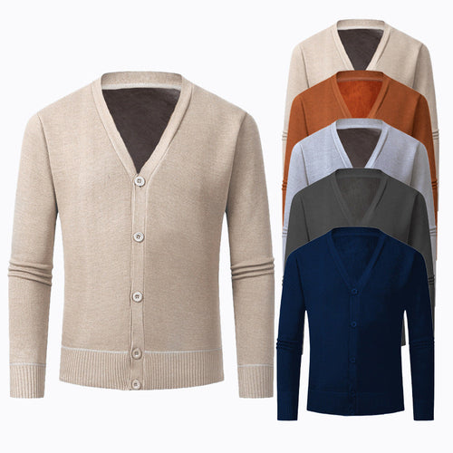 Herren Strickjacke mit V-Ausschnitt und knopflosem Design Drune