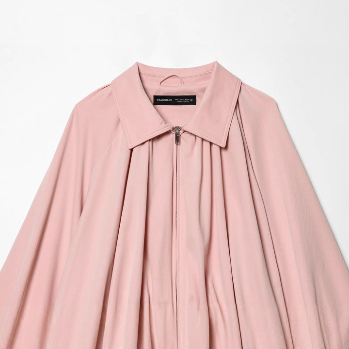 Damen nan weite Plissee Capejacke mit Umlegekragen Reißverschluss und elastischem Saum Drune