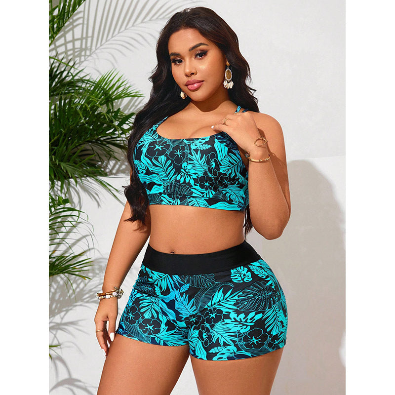 Damen sportliches Tankini-Set mit trendigen Shorts und floralem Muster Drune
