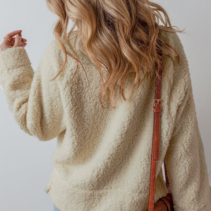 Damen Kuscheliger Fleece-Pullover mit hohem Kragen und weit geschnittenen Ärmeln Drune