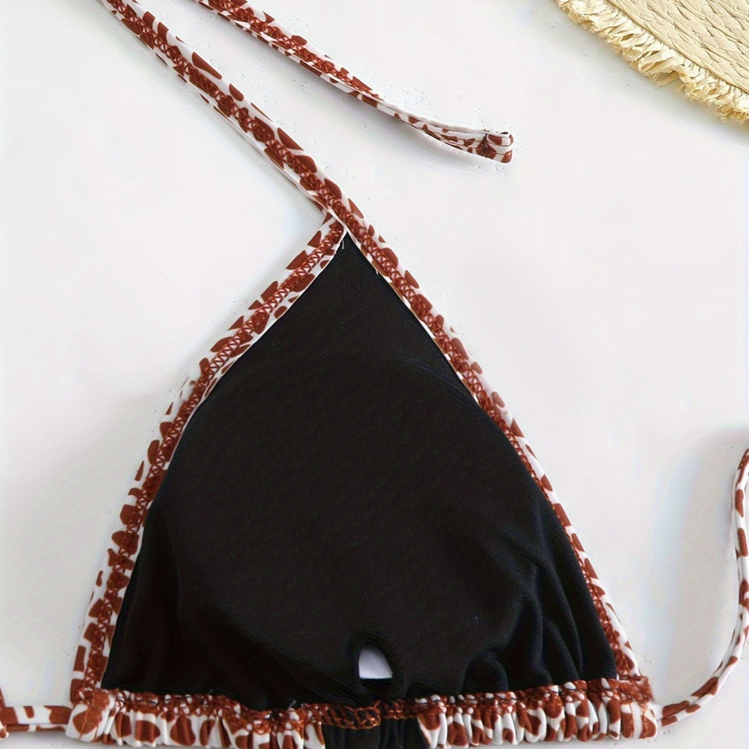 Damen Triangel-Bikini mit stilvollem Giraffenmuster Drune