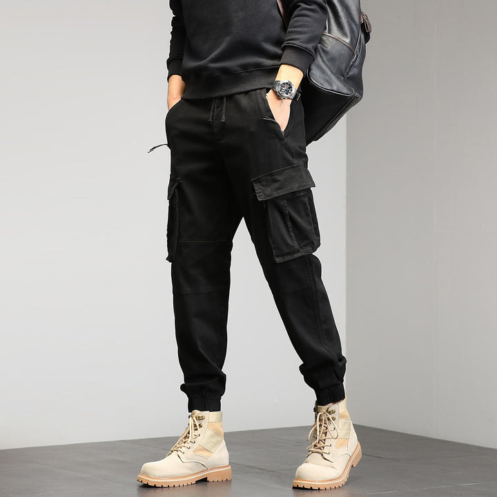 Herren Taktische Cargo‑Joggerhose mit elastischem Tunnelzugbund, Knieabnähern und Mehrfachtaschen Drune