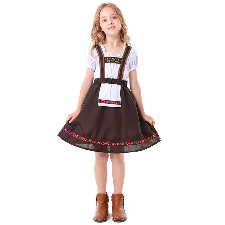 Damen nan traditionelles Mädchen-Dirndlkleid mit Schürze und dekorativen Stickereien Drune