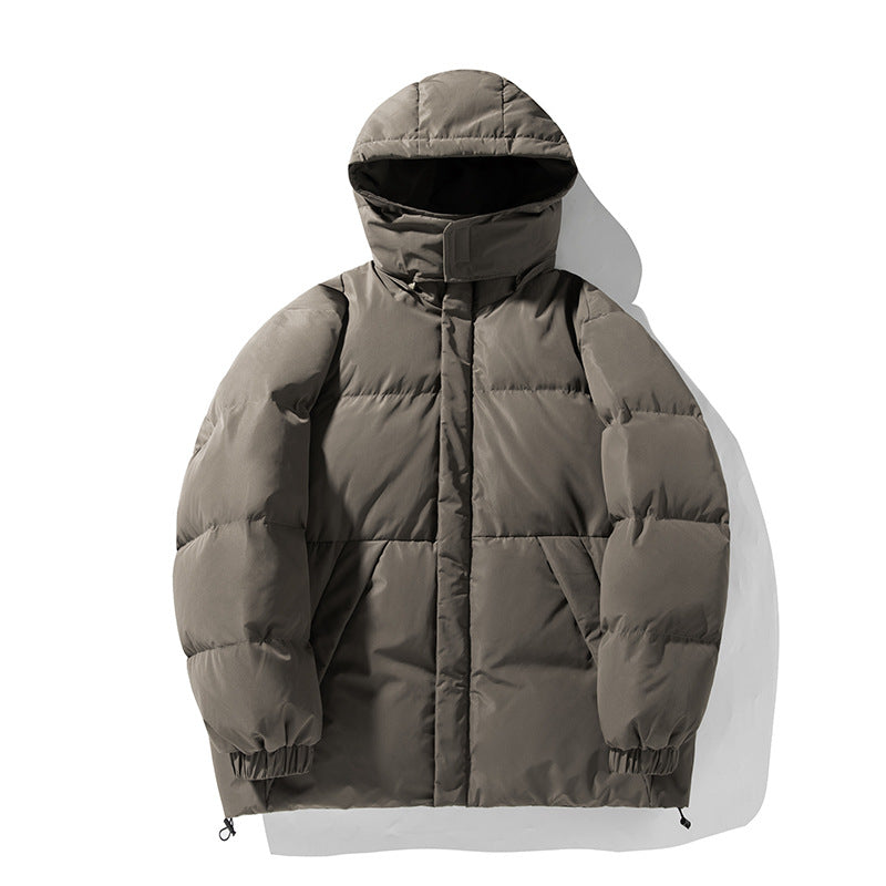 Unisex Daunenoptik-Kapuzenparka mit hohem Kinnschutz, verdecktem Reißverschluss und Tunnelzug Drune