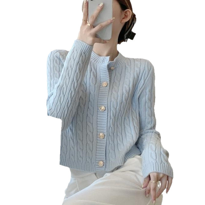 Damen Grobstrickjacke mit Knopfverschluss und schönem Zopfmuster Drune