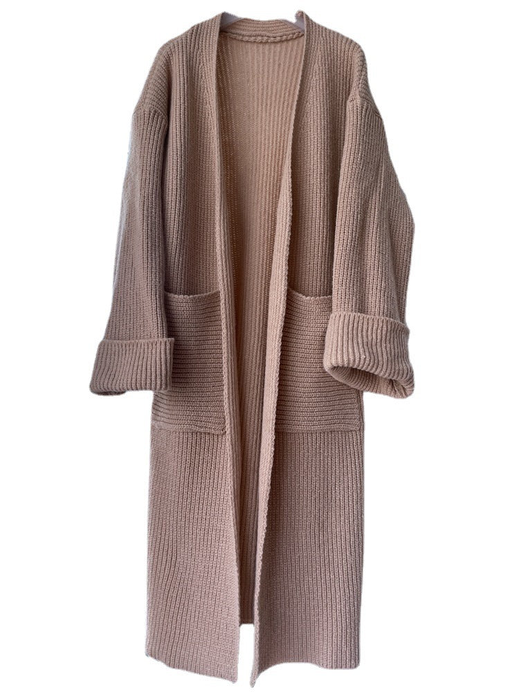 Damen Langstrickjacke mit großzügigen Taschen und elegantem offenem Design Drune