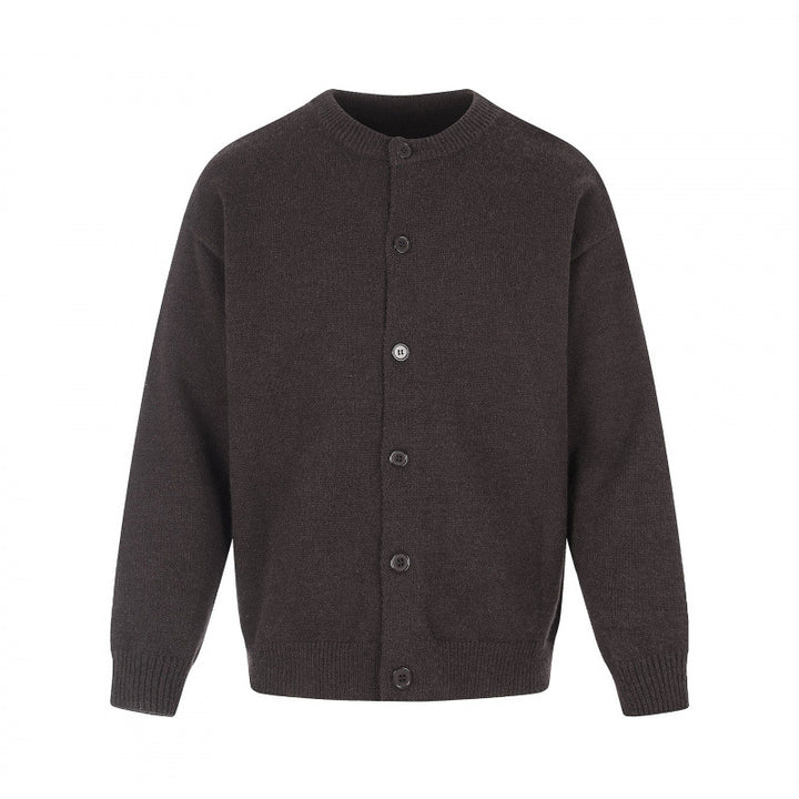Unisex Boxy-Strickcardigan mit Rundhalsausschnitt und durchgehender Knopfleiste Drune