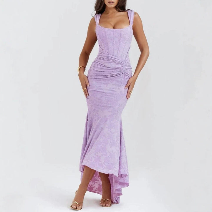 Damen nan eng anliegendes Korsett-Abendkleid mit integrierten Stäbchen, geraffter Wickelpassform und floraler Jacquardstruktur Drune