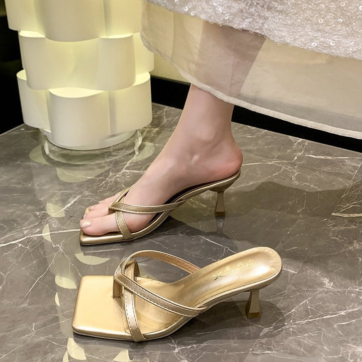 Damen elegante Blockabsatz-Sandalen mit schickem Riemendesign Drune