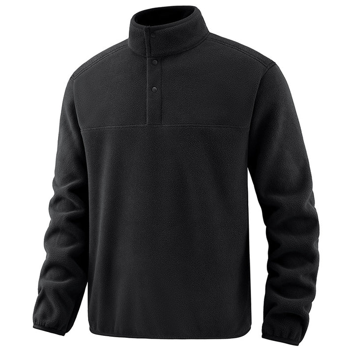 Herren Fleece-Pullover mit Stehkragen und Druckknopf-Leiste für wärmende Zwischenschicht Drune