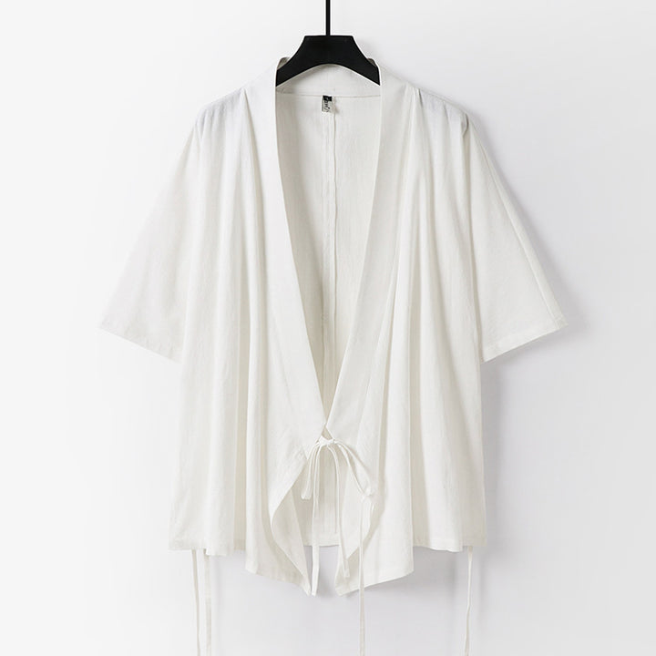 Damen locker fallende Kimono-Jacke mit Bindegürtel Drune