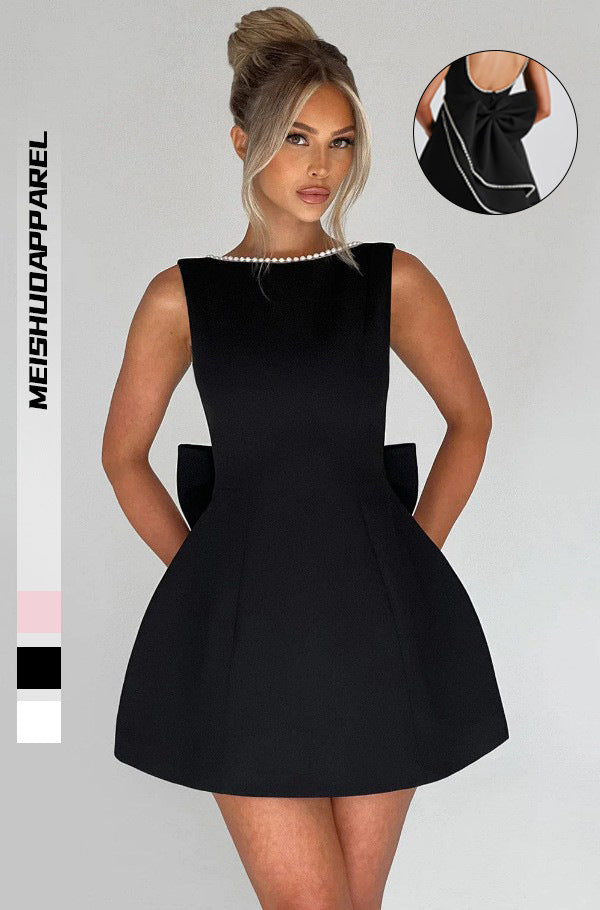 Damen Elegantes skulpturales Minikleid mit Perlenverzierung Drune