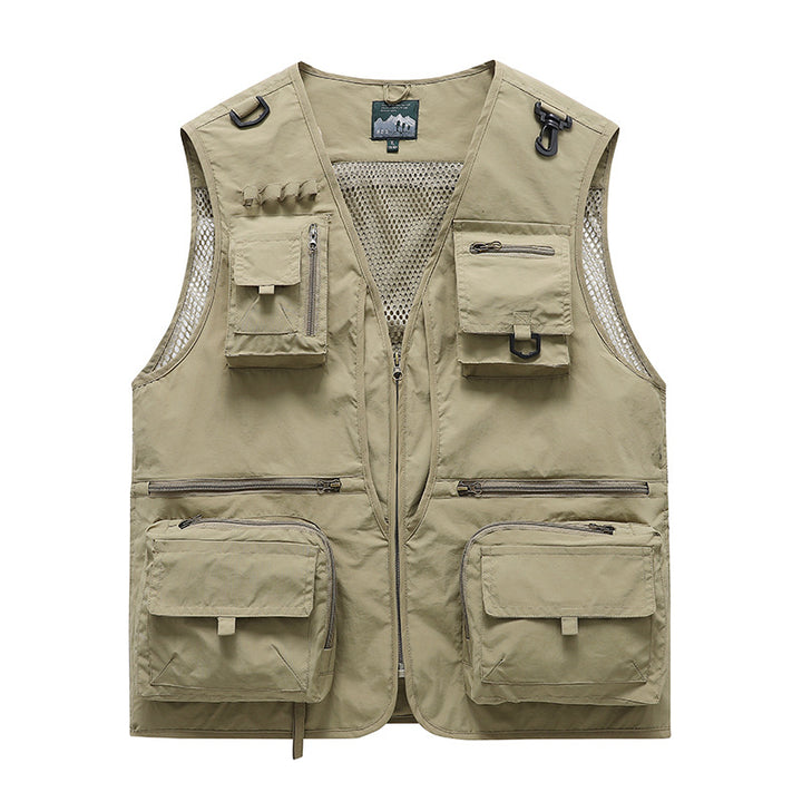Unisex multifunktionale Utility-Weste mit zahlreichen Taschen, D‑Ringen und atmungsaktivem Mesh Drune