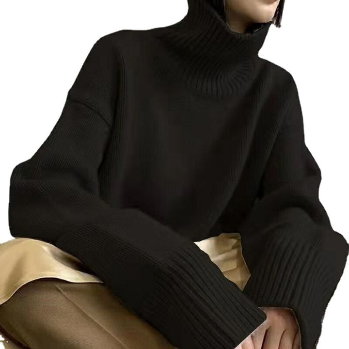 Damen Oversized Rollkragenpullover mit strukturiertem Muster Drune
