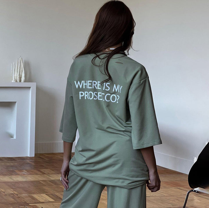 Damen oversized Longshirt mit Statement-Print, dreiviertelärmeln und lockerer Tunika-Silhouette Drune